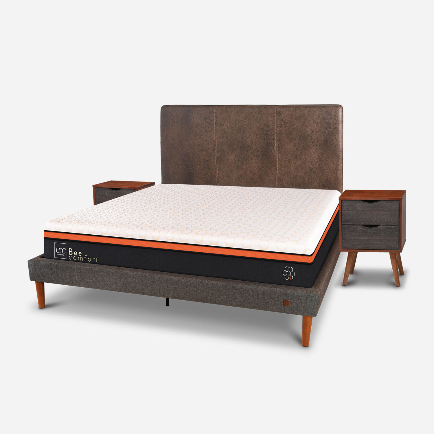 Cama Europea Curve 2 Plazas Bee Comfort + Set Baker