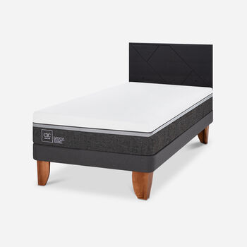 Cama Europea 1,5 Plazas Ortopedic Advance + Respaldo Villarrica Negro