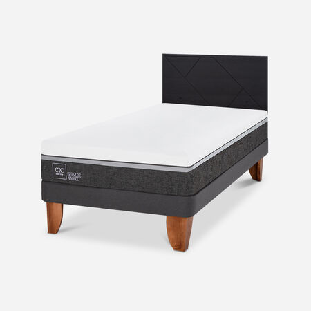 Cama Europea 1,5 Plazas Ortopedic Advance + Respaldo Villarrica Negro