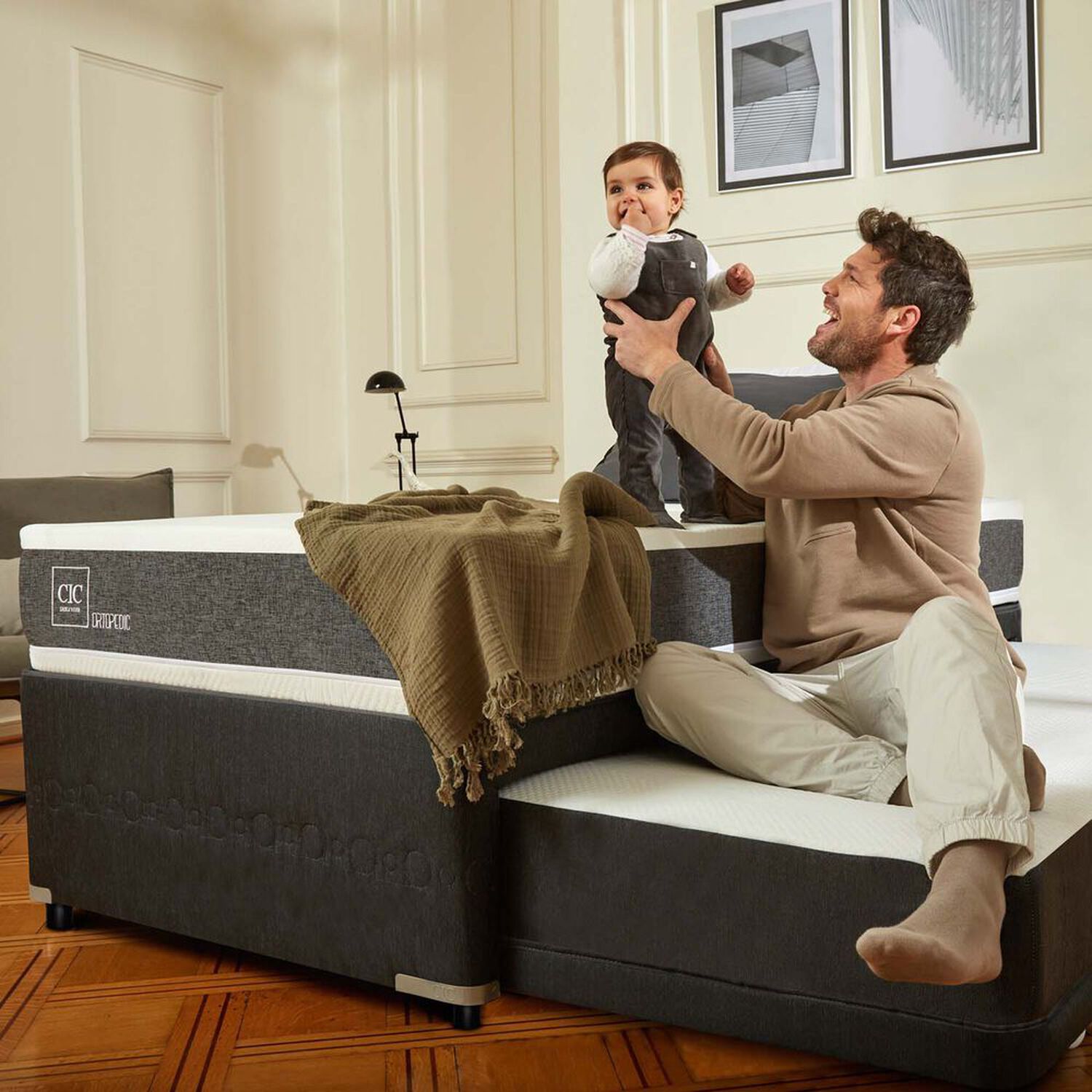 Cama Nido Div&aacute;n Ortopedic + Respaldo Villarrica Olivo