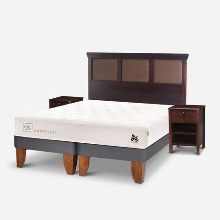 Cama Europea 2 Plazas Cocopedic Base Dividida + Set Torino Chocolate