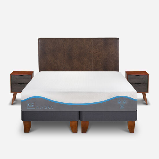 Cama Europea 2 Plazas Alaska + Set Baker