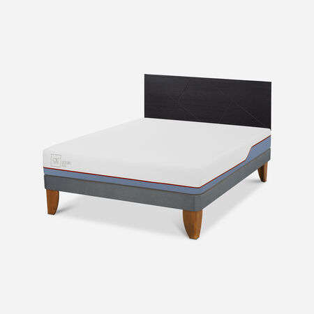 Cama Europea 2 Plazas Excellence Plus Base Normal + Respaldo Villarrica Negro