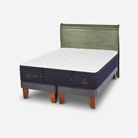 Cama Europea King Grand Premium + Respaldo Mir&oacute; Olivo