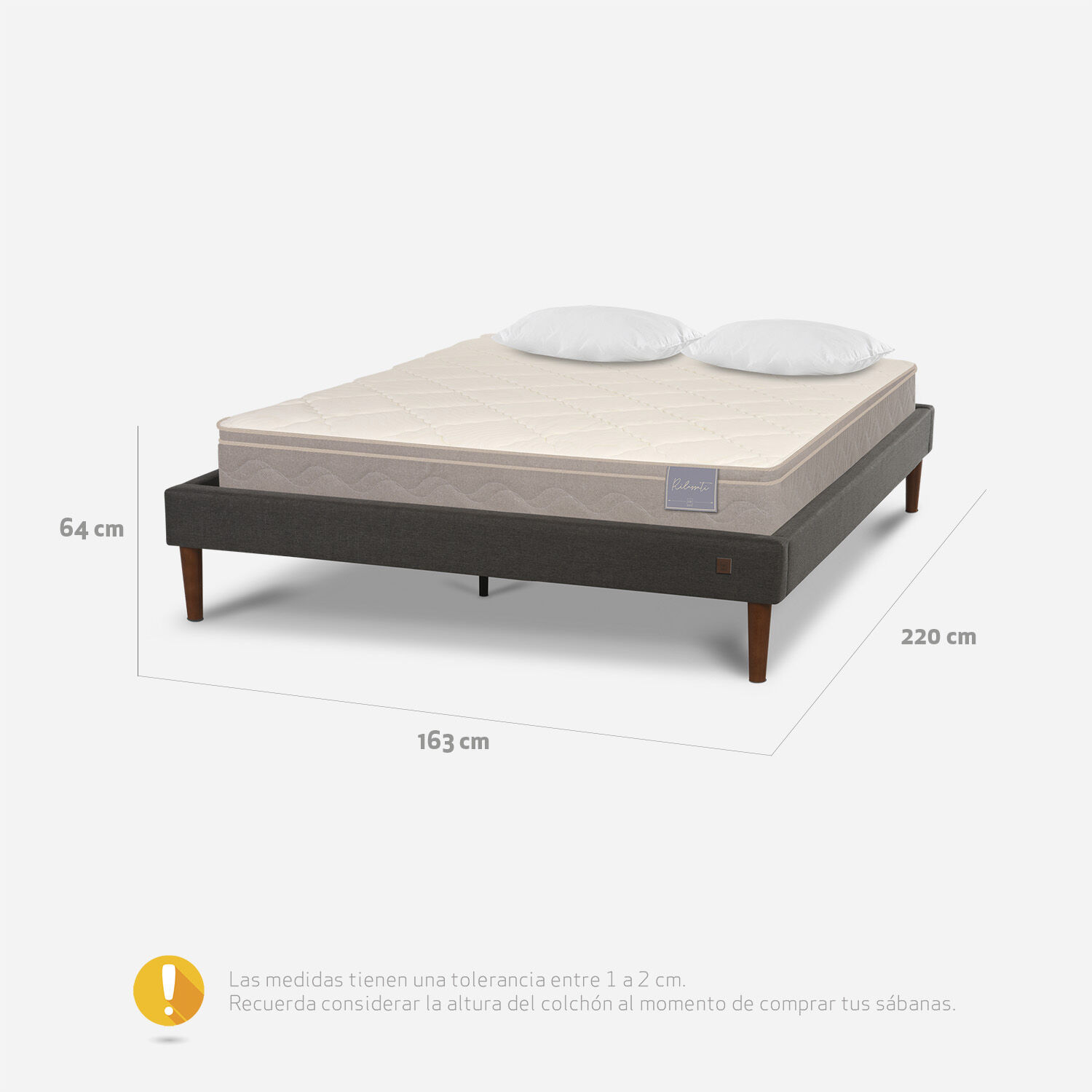 Cama Europea Curve 2 Plazas Rilassati + Almohadas Viscoel&aacute;sticas