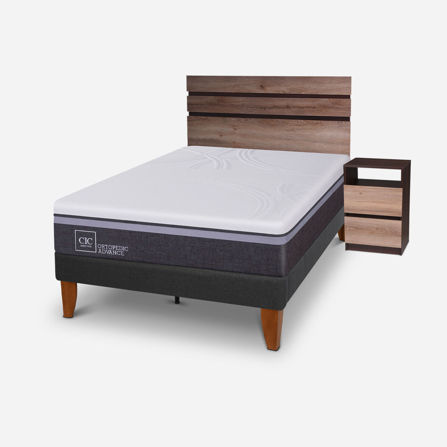 Cama Europea Curve 1,5 Plazas Ortopedic Advance + Set Ares