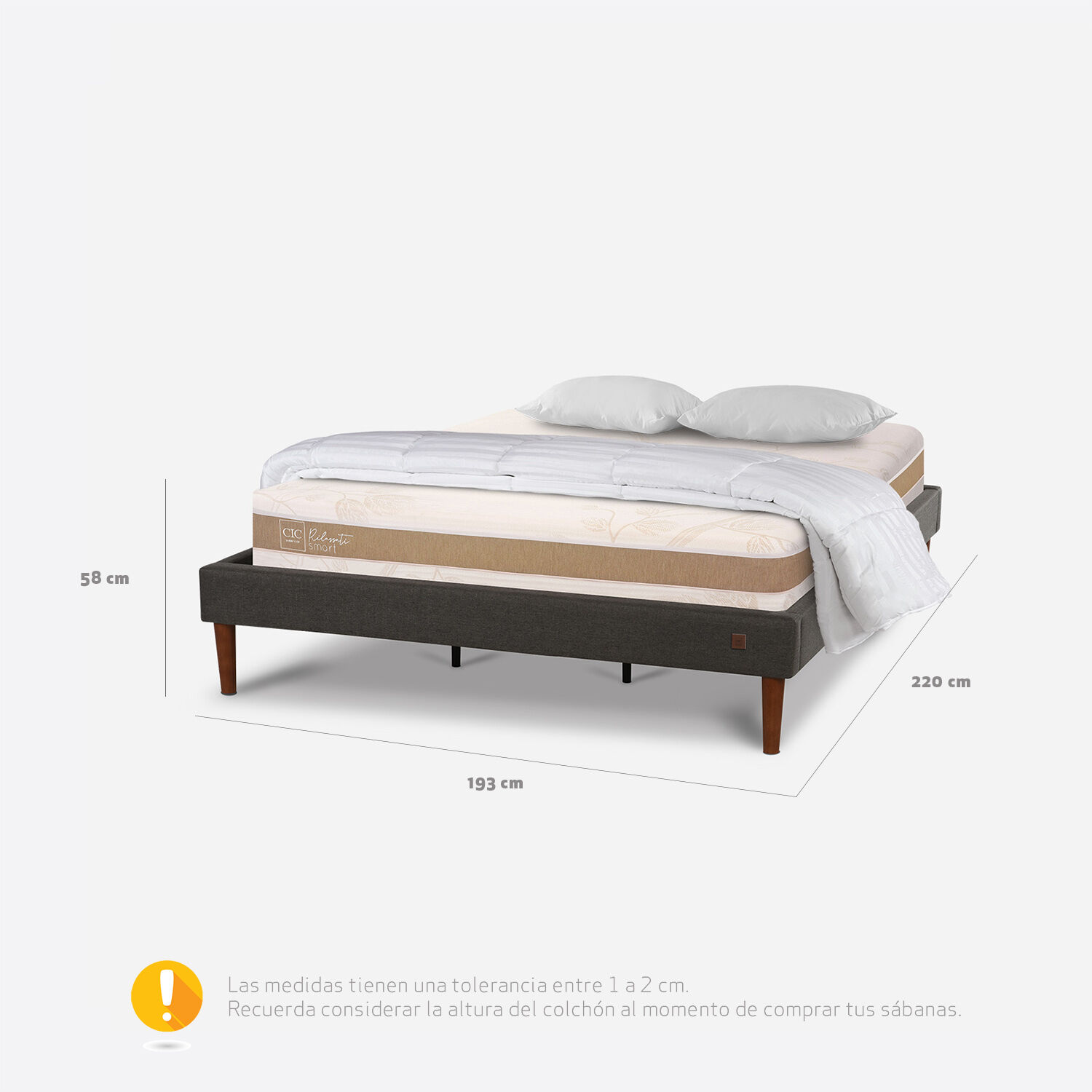 Cama Europea Curve King Rilassati Infinity + Almohadas + Plum&oacute;n