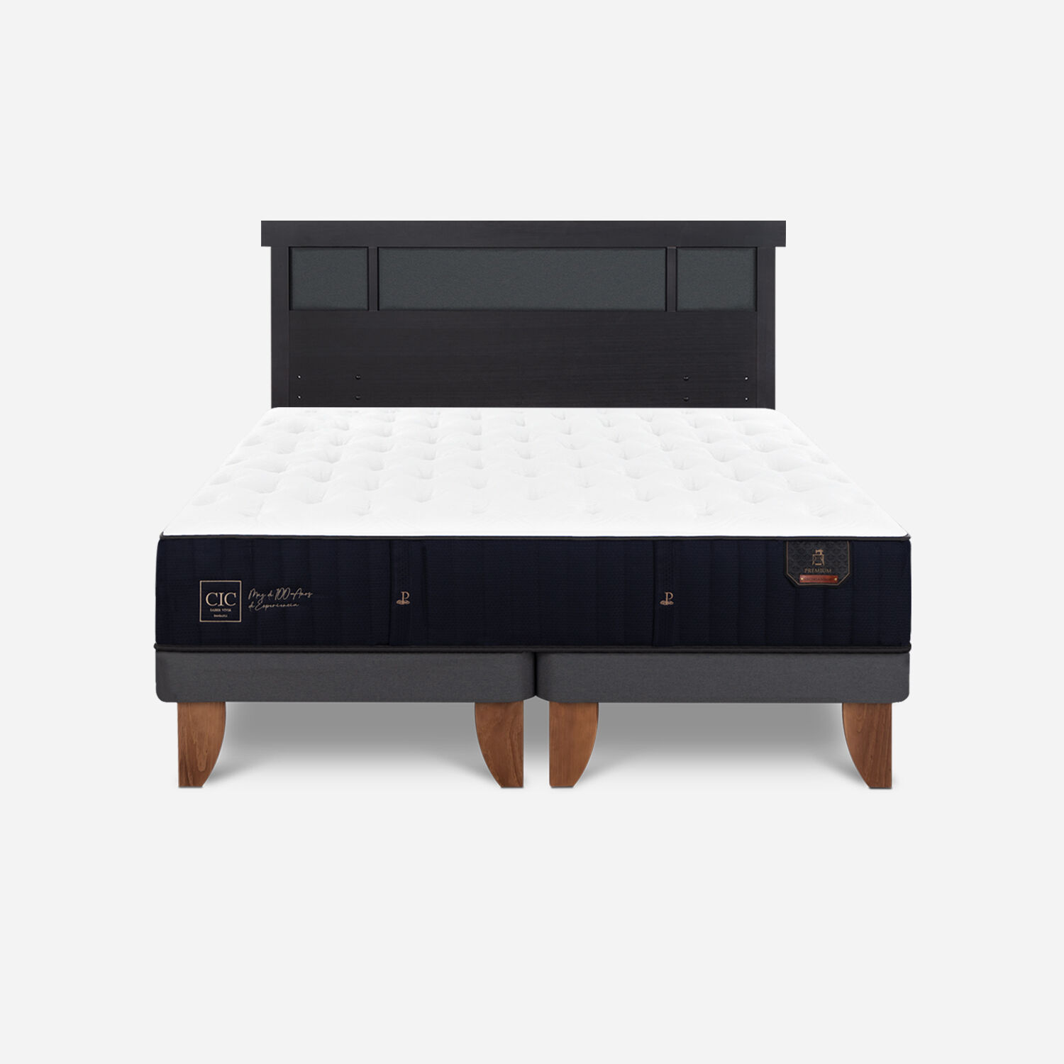 Cama Europea King Premium + Respaldo Dubl&iacute;n Negro