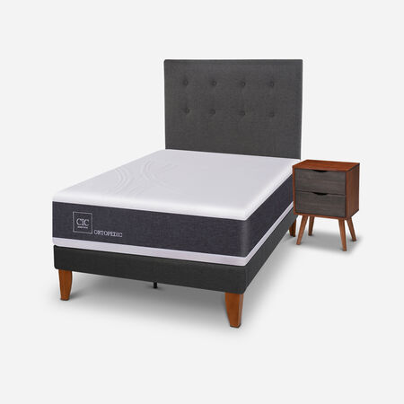 Cama Europea Curve 1,5 Plazas Ortopedic + Set &Eacute;ufrates