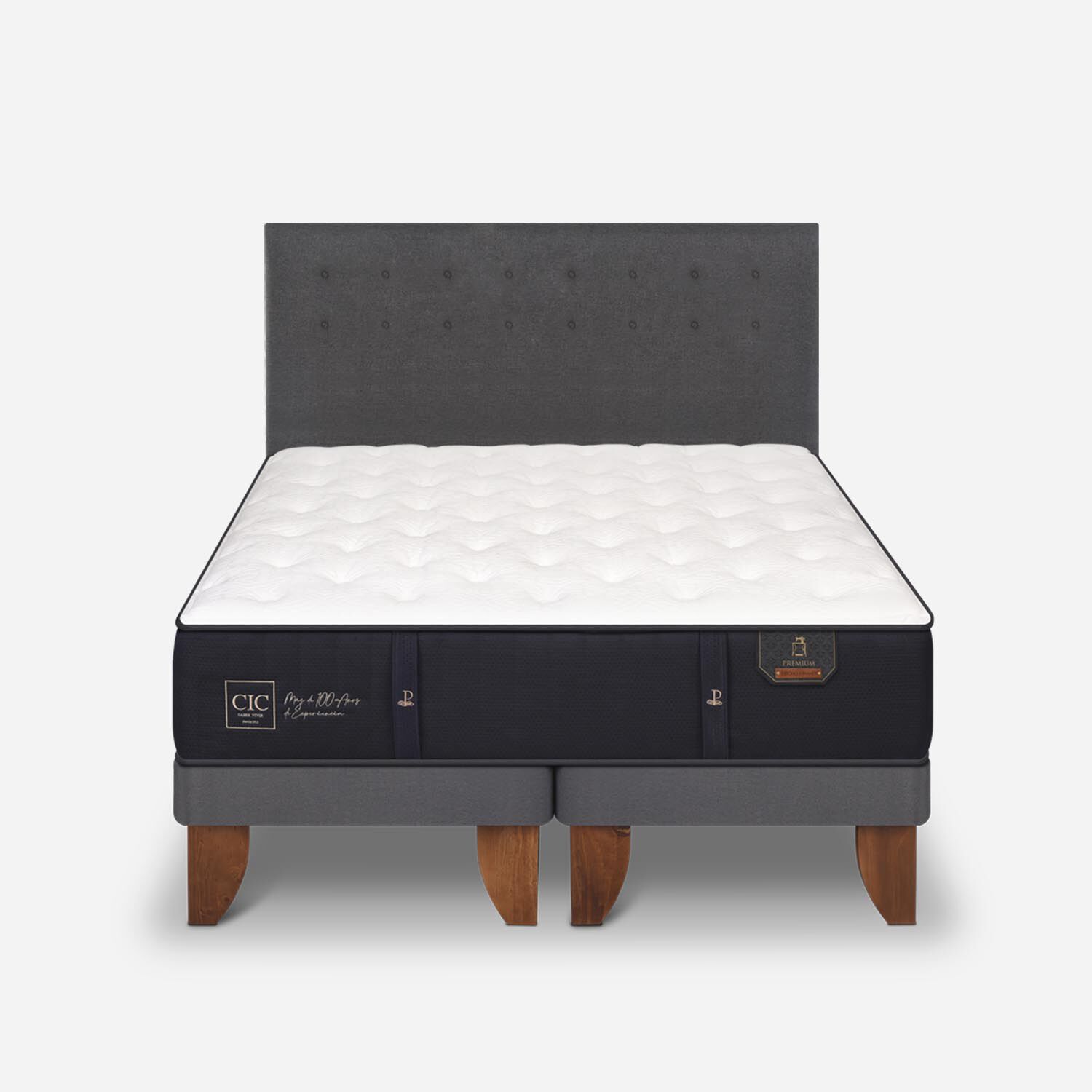 Cama Europea King Premium + Respaldo &Eacute;ufrates
