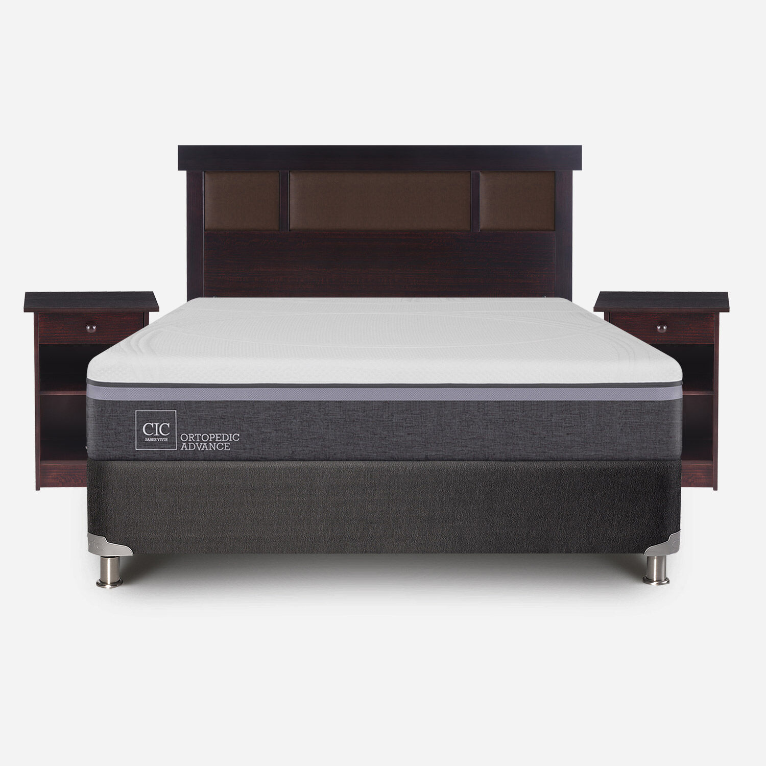 Box Spring 2 Plazas Ortopedic Advance Base Normal 5 Zonas + Set Dubl&iacute;n Chocolate