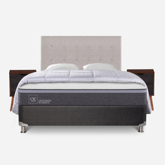 Box Spring 2 Plazas Ortopedic Advance Base Normal 5 Zonas + Almohadas + Plumón + Set Tigris
