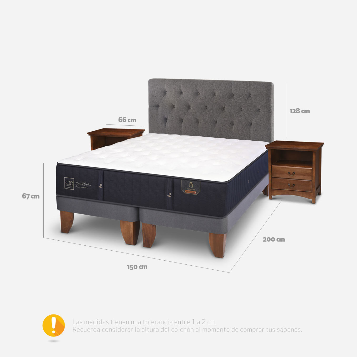 Cama Europea 2 Plazas Premium Base Dividida + Set Kavery