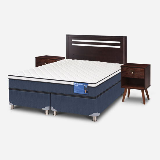 Cama Americana 2 Plazas Base Dividida Excellence Plus + Set Múnich