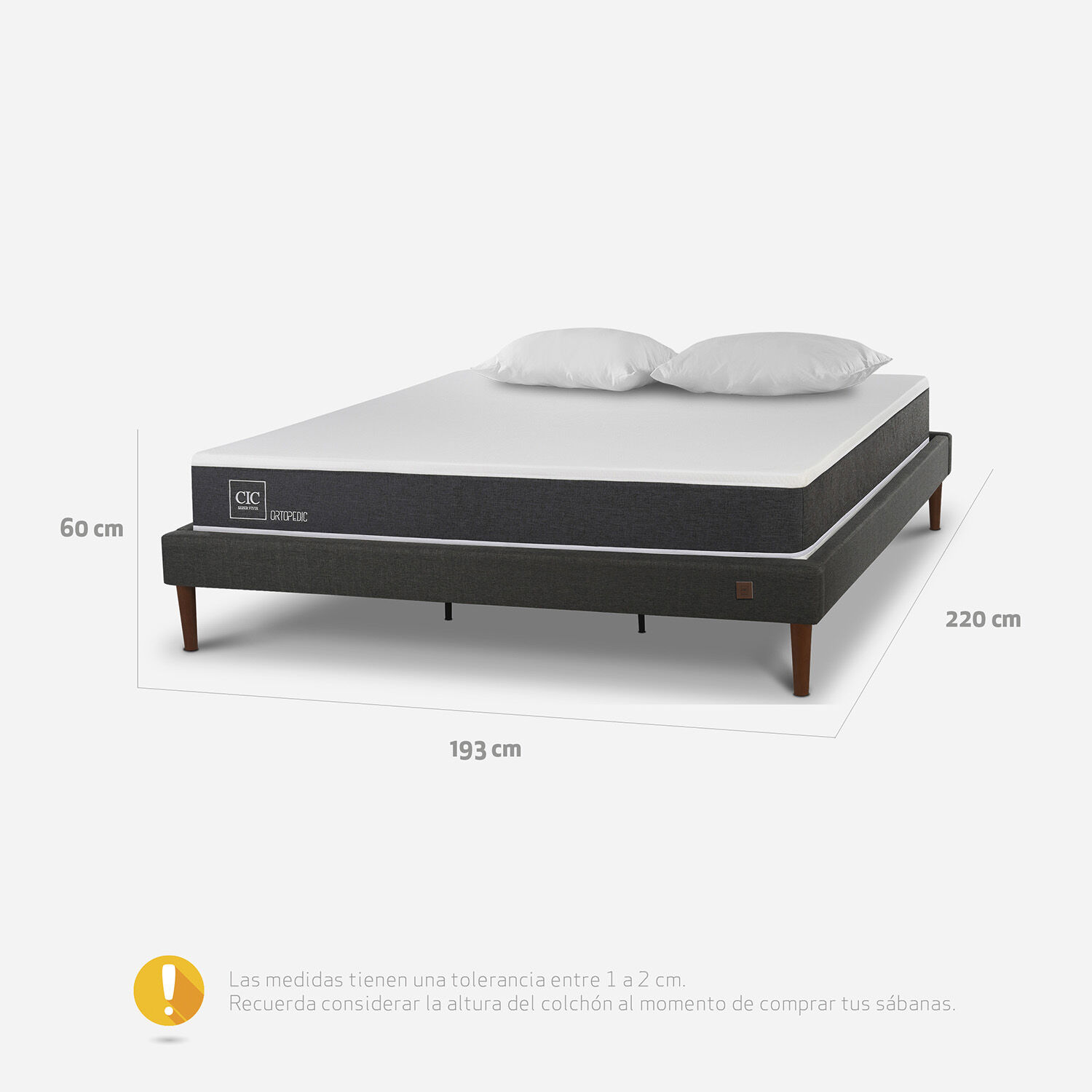 Cama Europea Curve King Ortopedic + Almohadas Viscoel&aacute;sticas