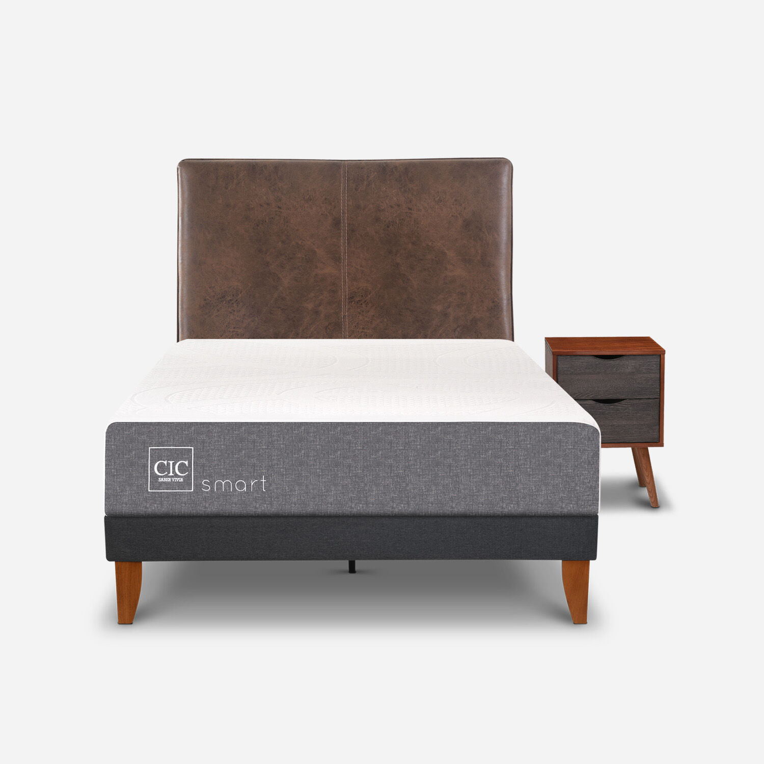 Cama Europea Curve 1,5 Plazas Smart + Set Baker