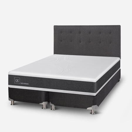 Box Spring 2 Plazas Ortopedic Base Dividida 5 Zonas + Respaldo &Eacute;ufrates