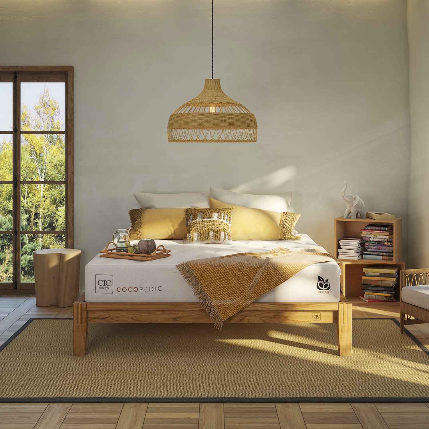 Cama Europea Curve 2 Plazas Cocopedic + Set Torino Caramel