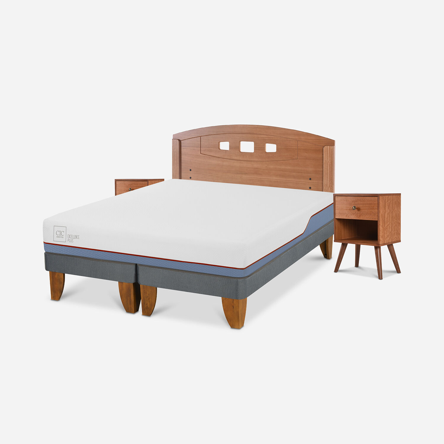 Cama Europea 2 Plazas Excellence Plus Base Dividida + Set Gales