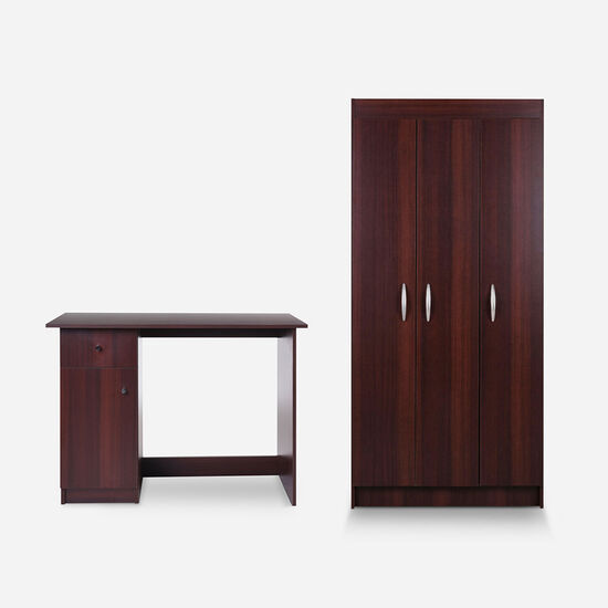Clóset 3 Puertas Pasco Chocolate + Escritorio 1 Cajón 1 Puerta Chocolate