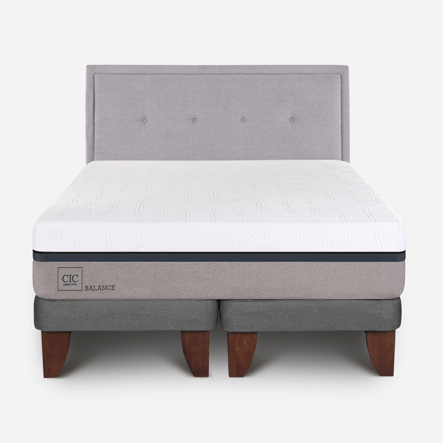 Cama Europea 2 Plazas Balance Base Dividida + Respaldo Ganges