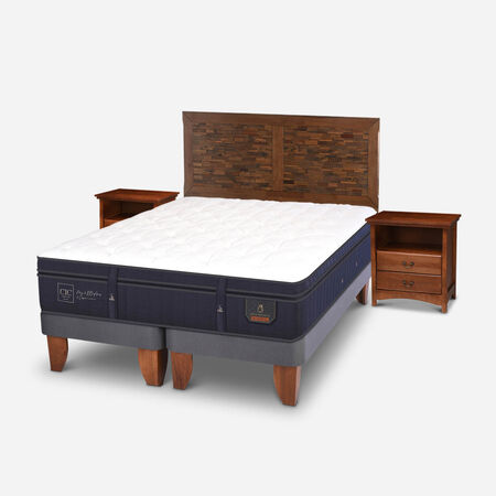 Cama Europea 2 Plazas Super Premium Base Dividida + Set Antique