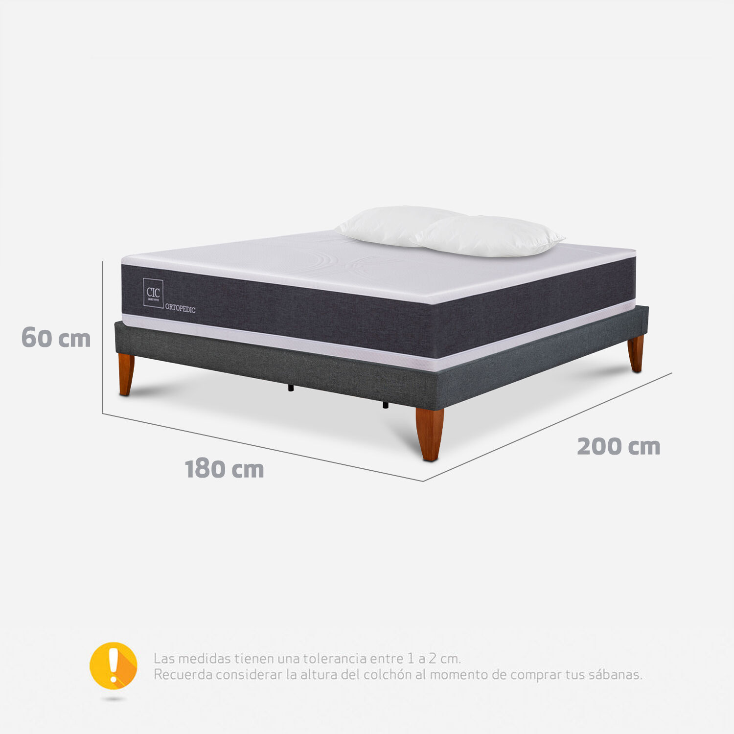 Cama Europea Box King Ortopedic + Almohadas