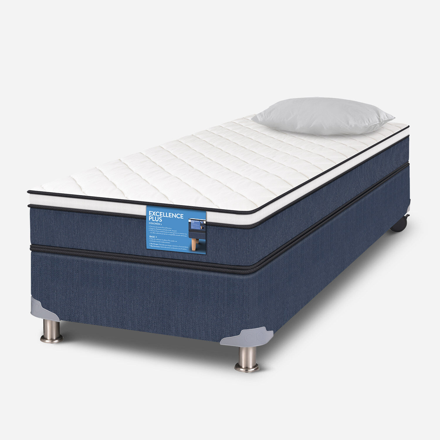 Cama Americana 1 Plaza Excellence Plus + Almohada Viscoel&aacute;stica