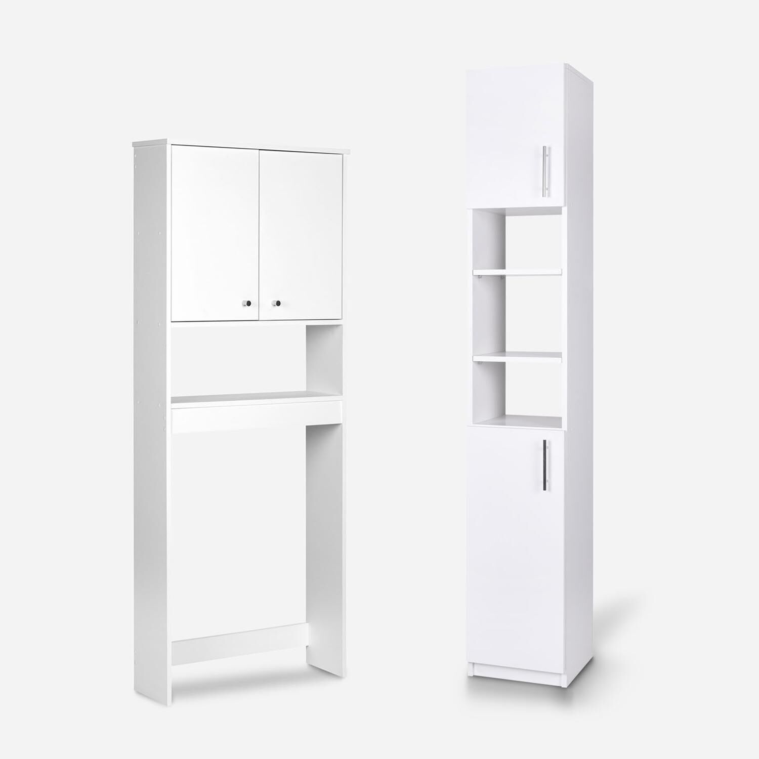 Set de Baño Estante 2 Puertas 1 Repisa + Estante Organizador Blanco