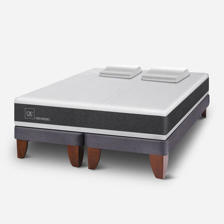 Cama Europea King Ortopedic + Almohadas Viscoel&aacute;sticas