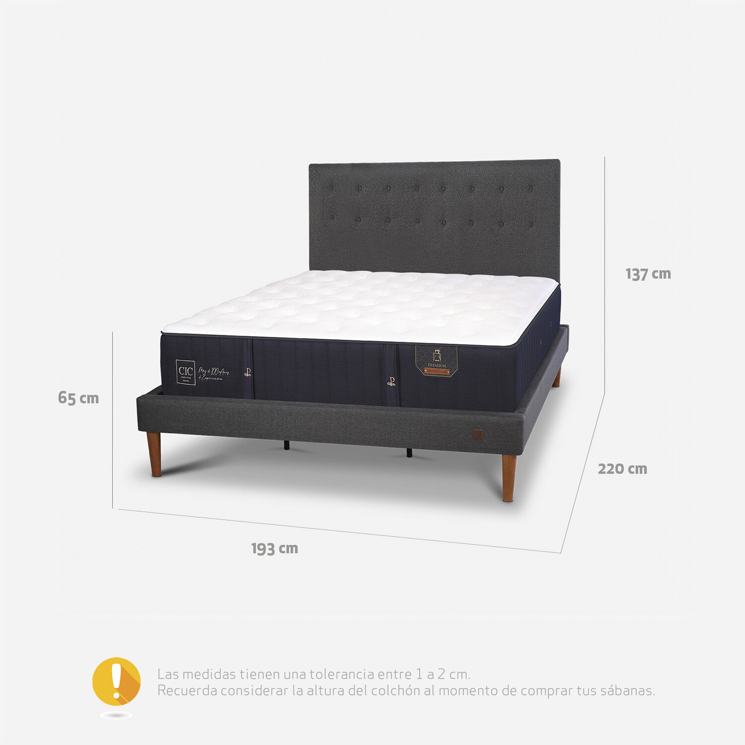 Cama Europea Curve King Premium + Respaldo &Eacute;ufrates