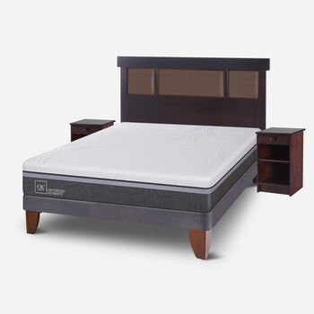 Cama Europea 2 Plazas Ortopedic Advance Base Normal + Set Dublín Choc