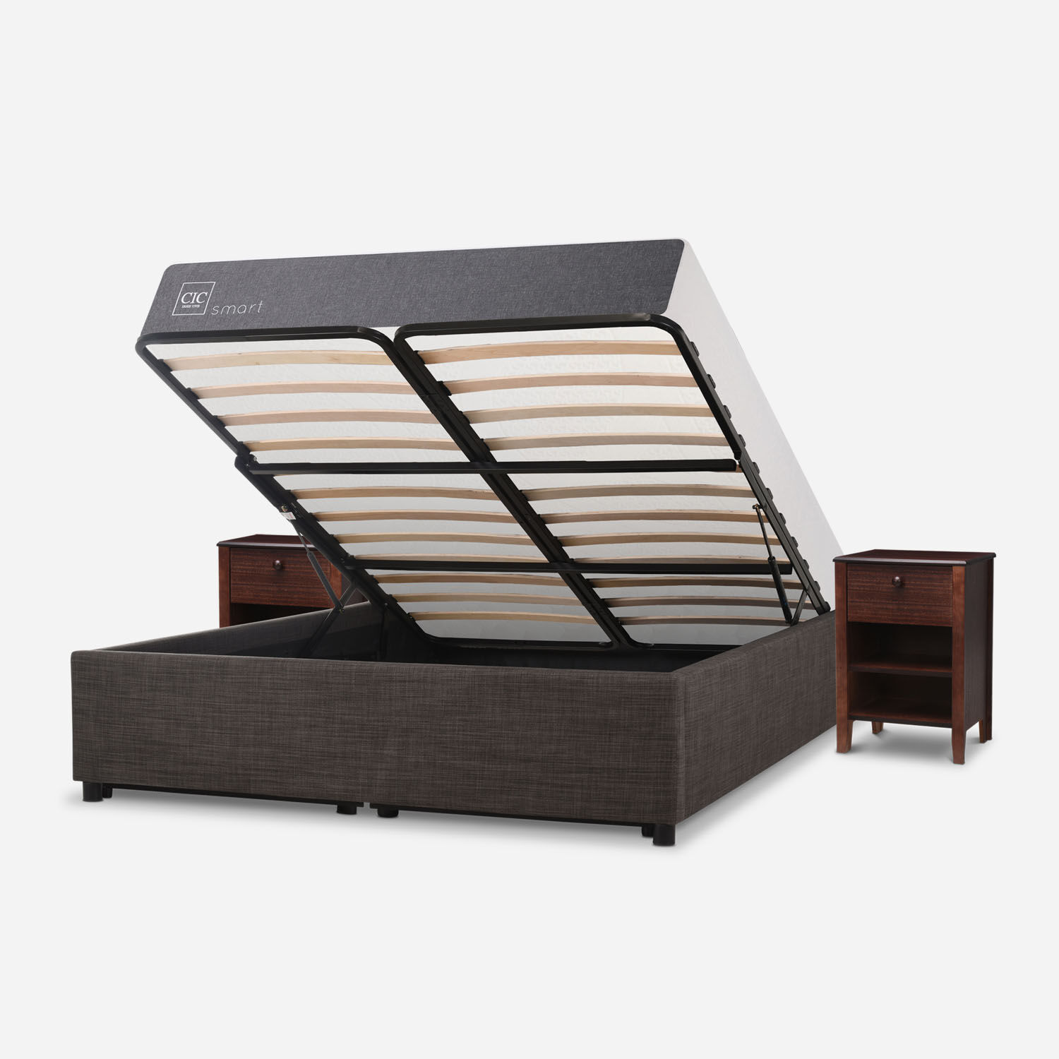 Cama Space Box 2 Plazas Smart + Velador Torino Chocolate