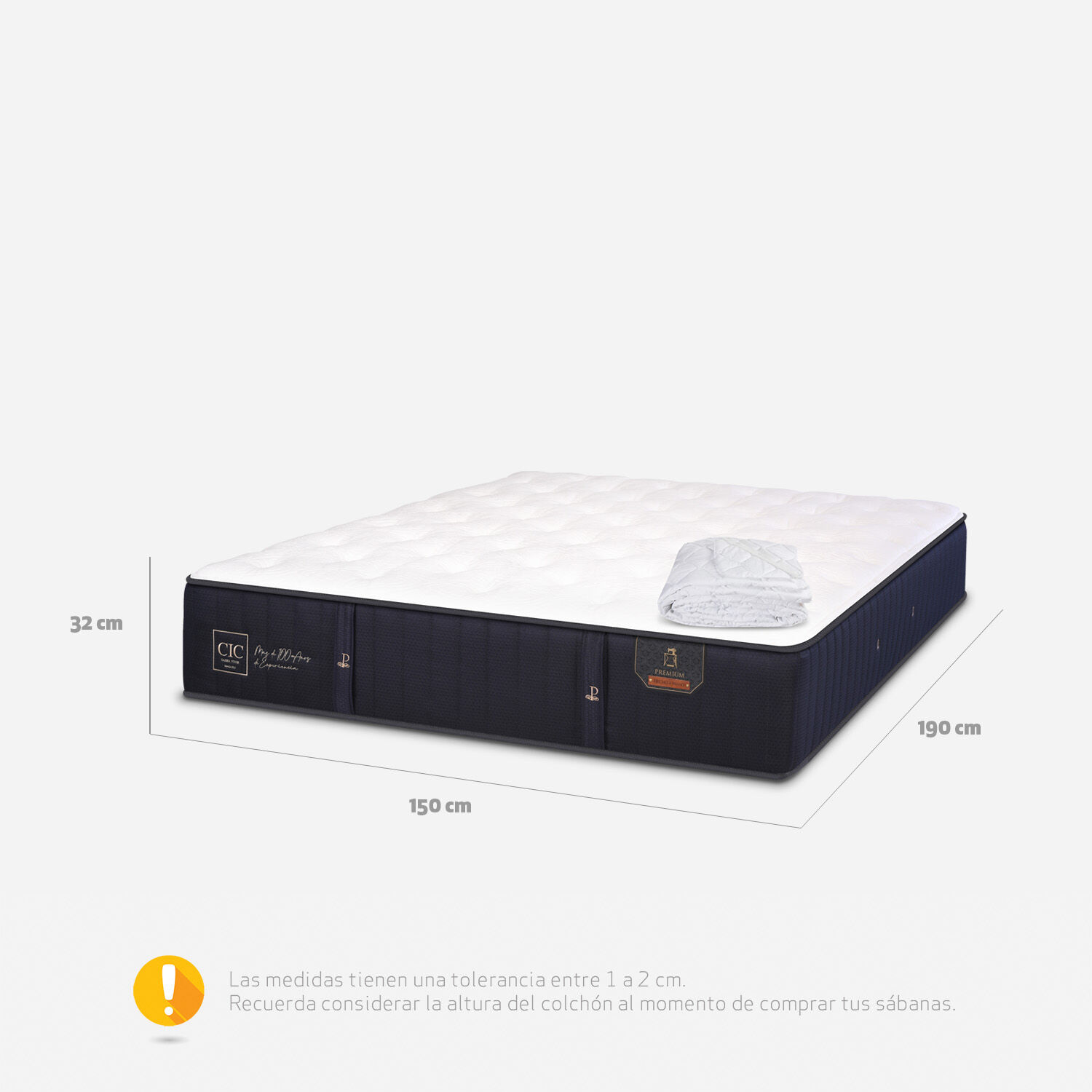 Colch&oacute;n 2 Plazas Premium 150x190 + Cubrecolch&oacute;n