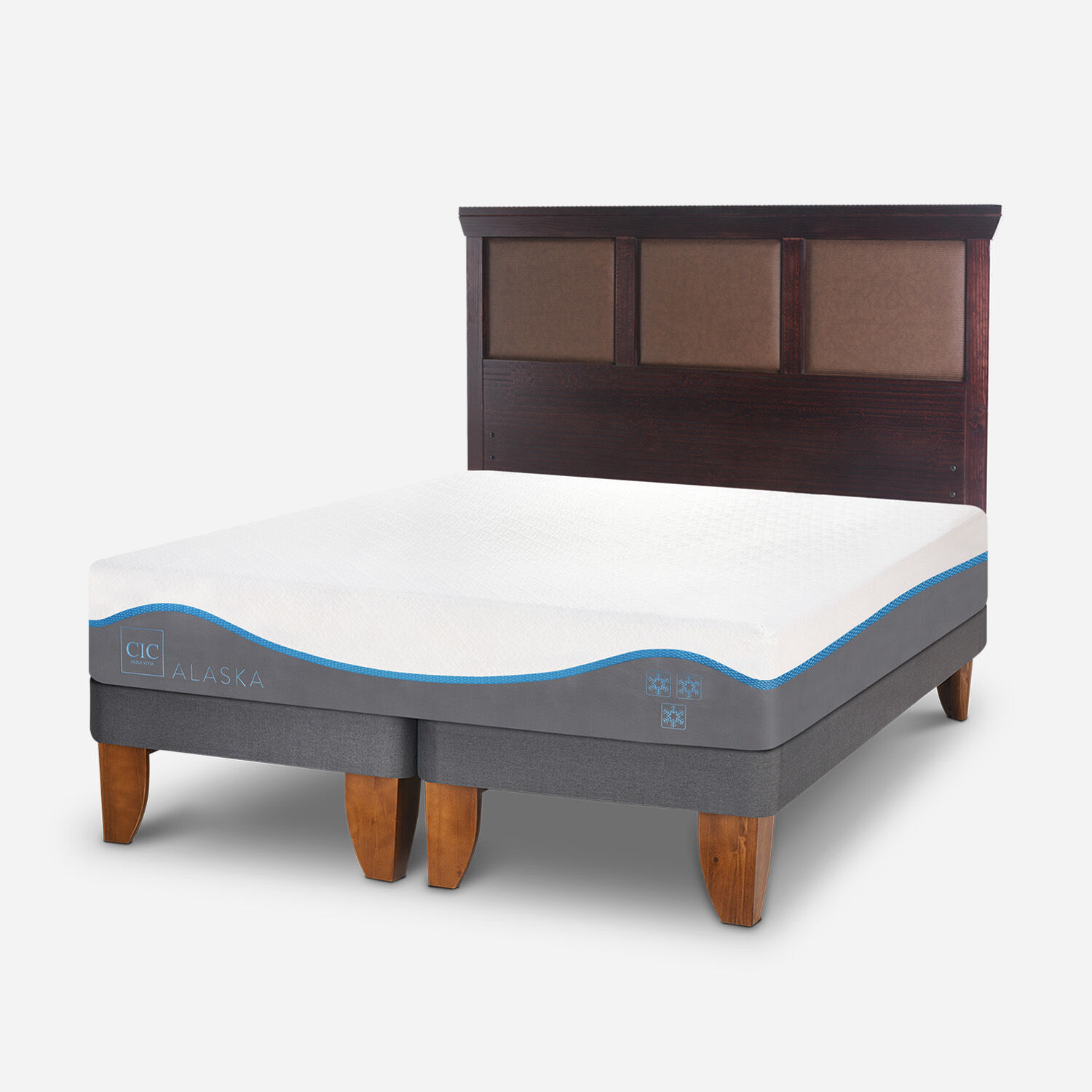 Cama Europea 2 Plazas Alaska + Respaldo Torino Chocolate