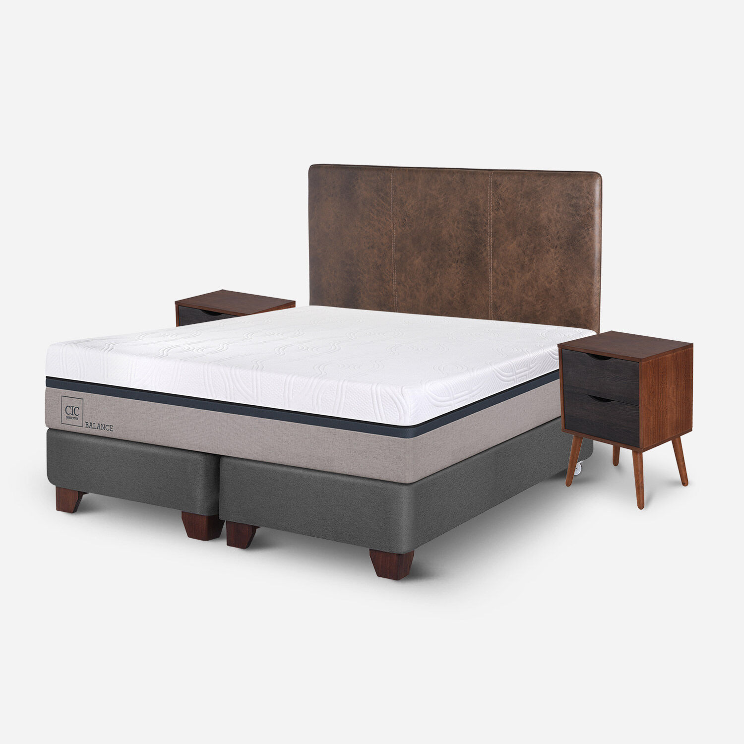 Box Spring 2 Plazas Balance Base Dividida + Set Baker