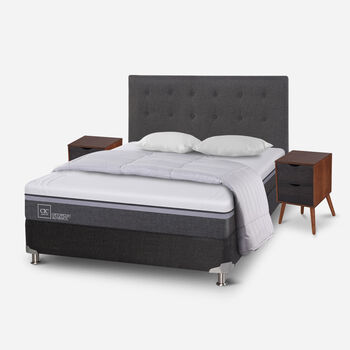 Box Spring 2 Plazas Ortopedic Advance Base Normal 5 Zonas + Almohadas + Plumón + Set Éufrates