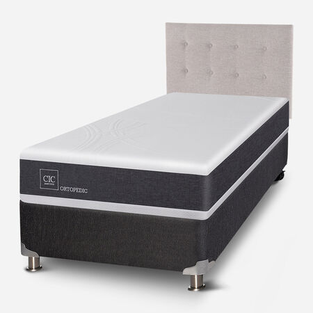 Box Spring 1,5 Plazas Ortopedic 5 Zonas + Respaldo Tigris