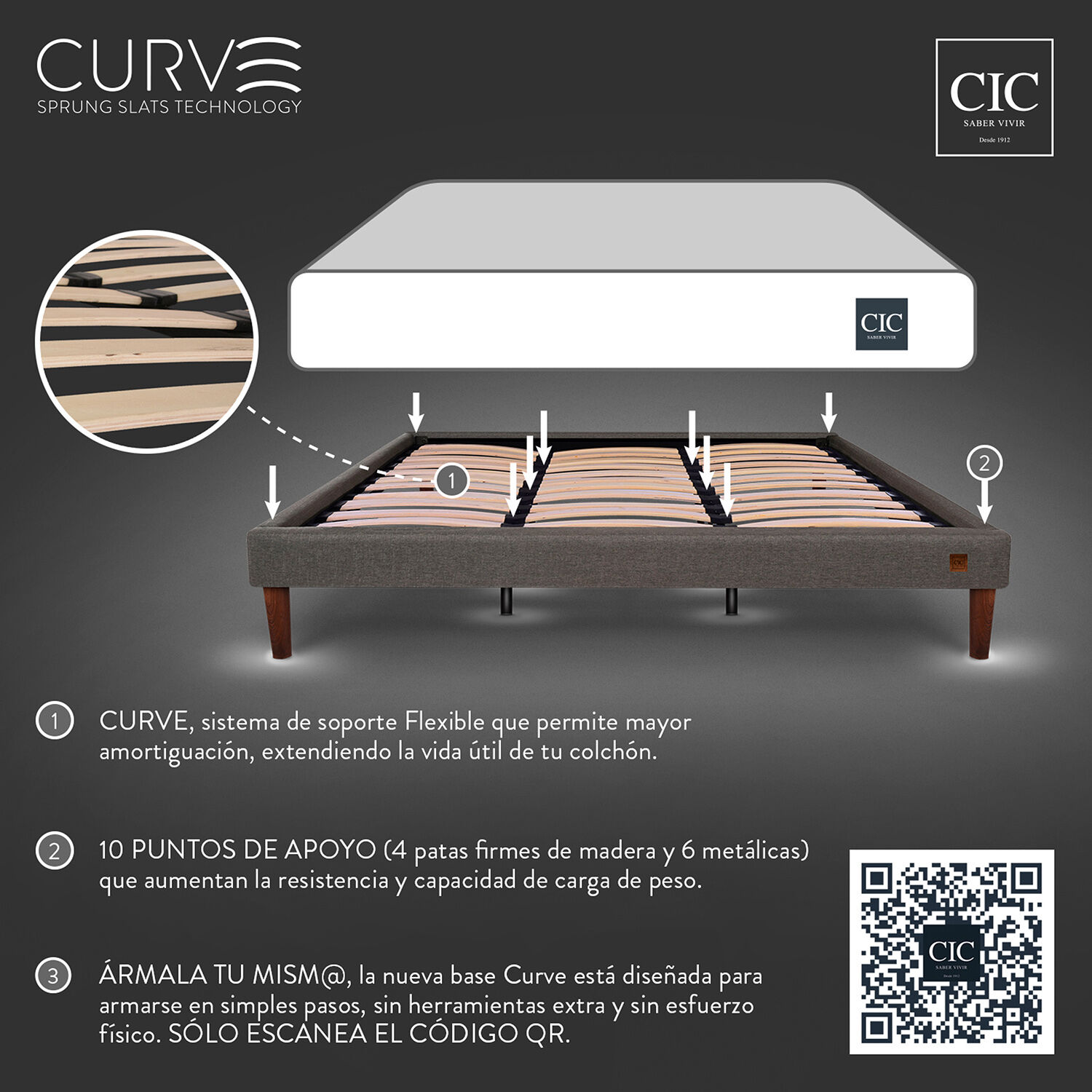 Cama Europea Curve King Rilassati Smart + Respaldo New Torino Caramel