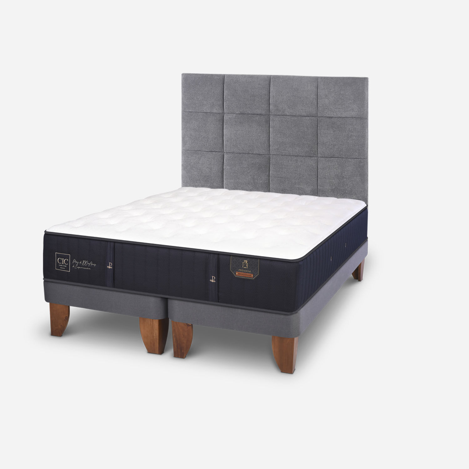 Cama Europea King Premium + Respaldo T&aacute;mesis