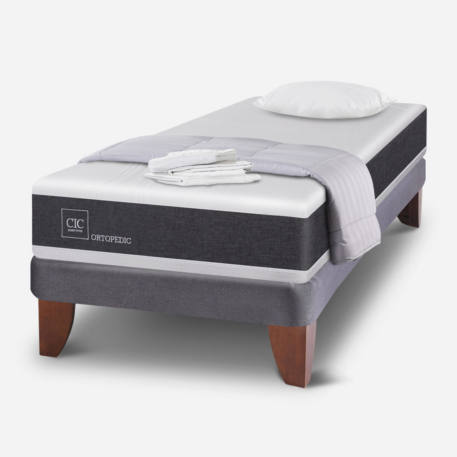 Cama Europea 1 Plaza Ortopedic + Almohada + Plum&oacute;n