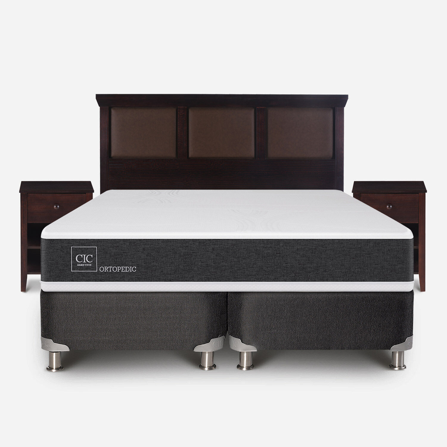 Box Spring King Ortopedic 5 Zonas + Respaldo Torino Chocolate