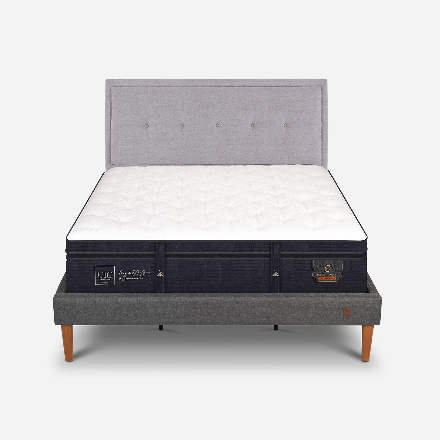 Cama Europea Curve King Super Premium + Respaldo Ganges