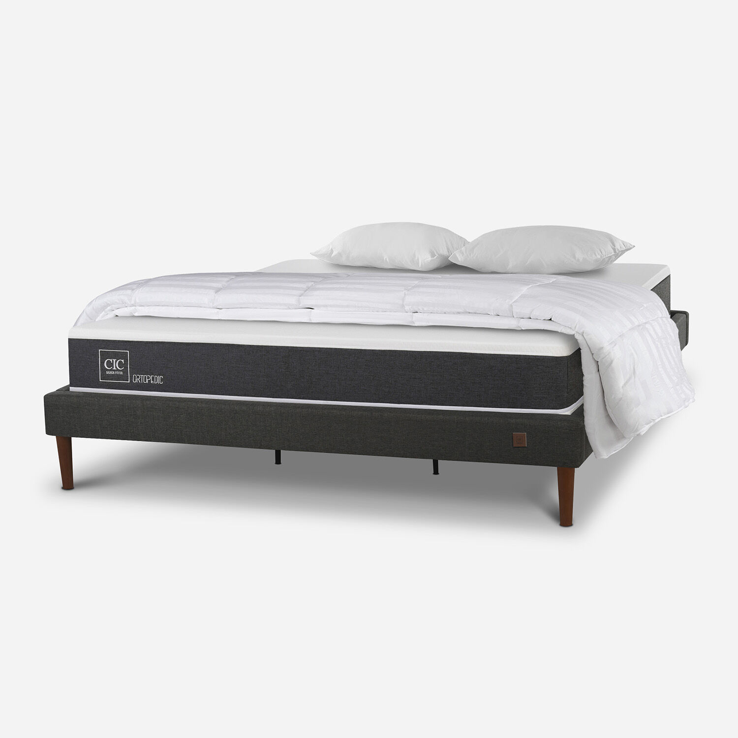 Cama Europea Curve King Ortopedic + Almohadas + Plumón
