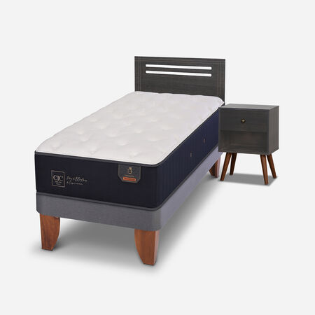 Cama Europea 1,5 Plazas Premium + Set M&uacute;nich Gris