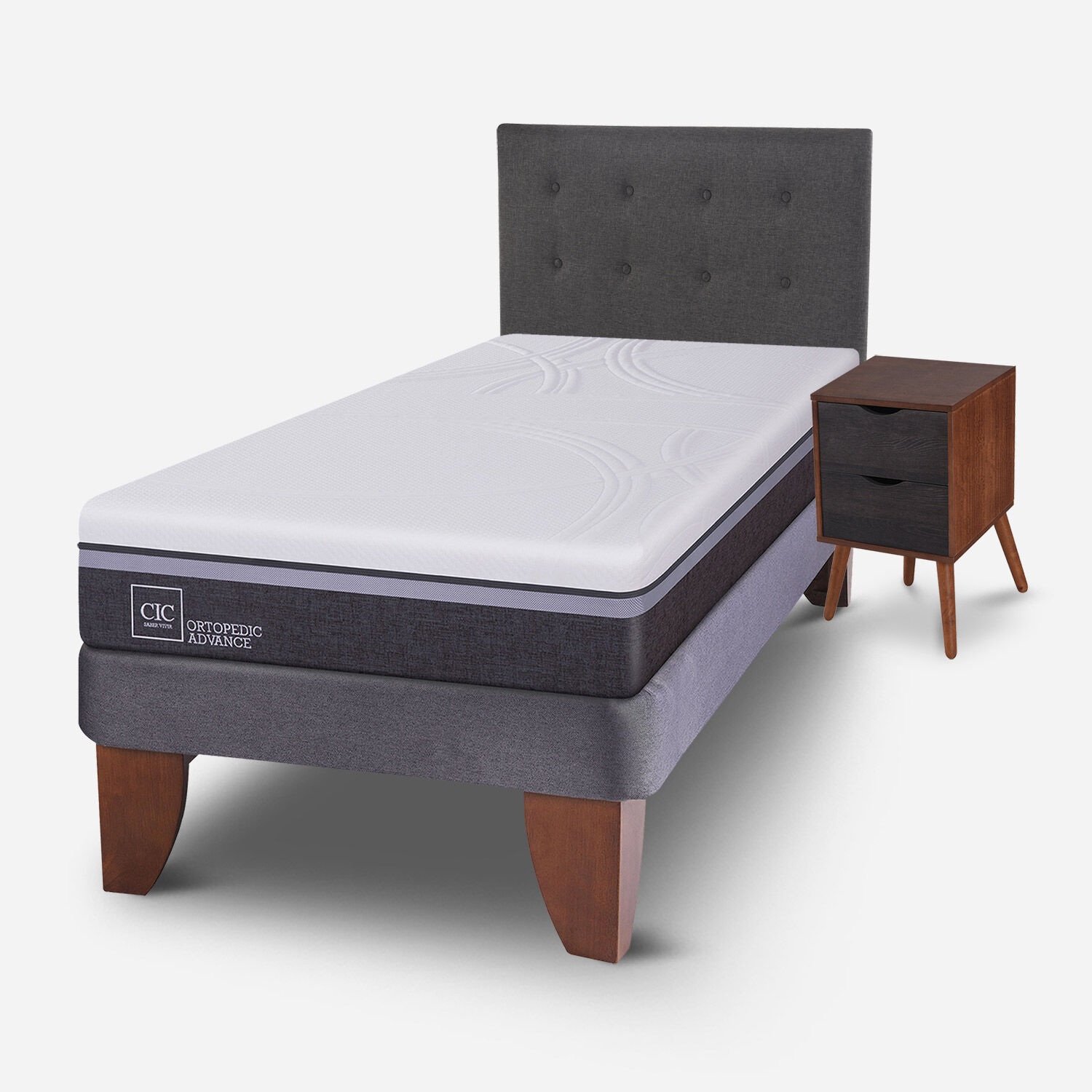 Cama Europea 1,5 Plazas Ortopedic Advance + Set Éufrates