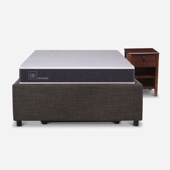 Cama Space Box 1.5 Plazas Ortopedic + Velador New Torino Choc