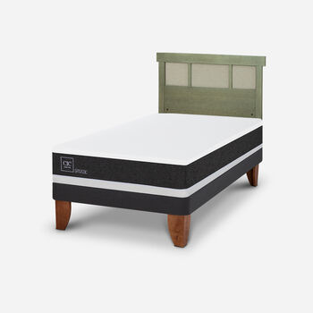 Cama Europea 2 Plazas Ortopedic Base Normal + Respaldo Dubl&iacute;n Olivo