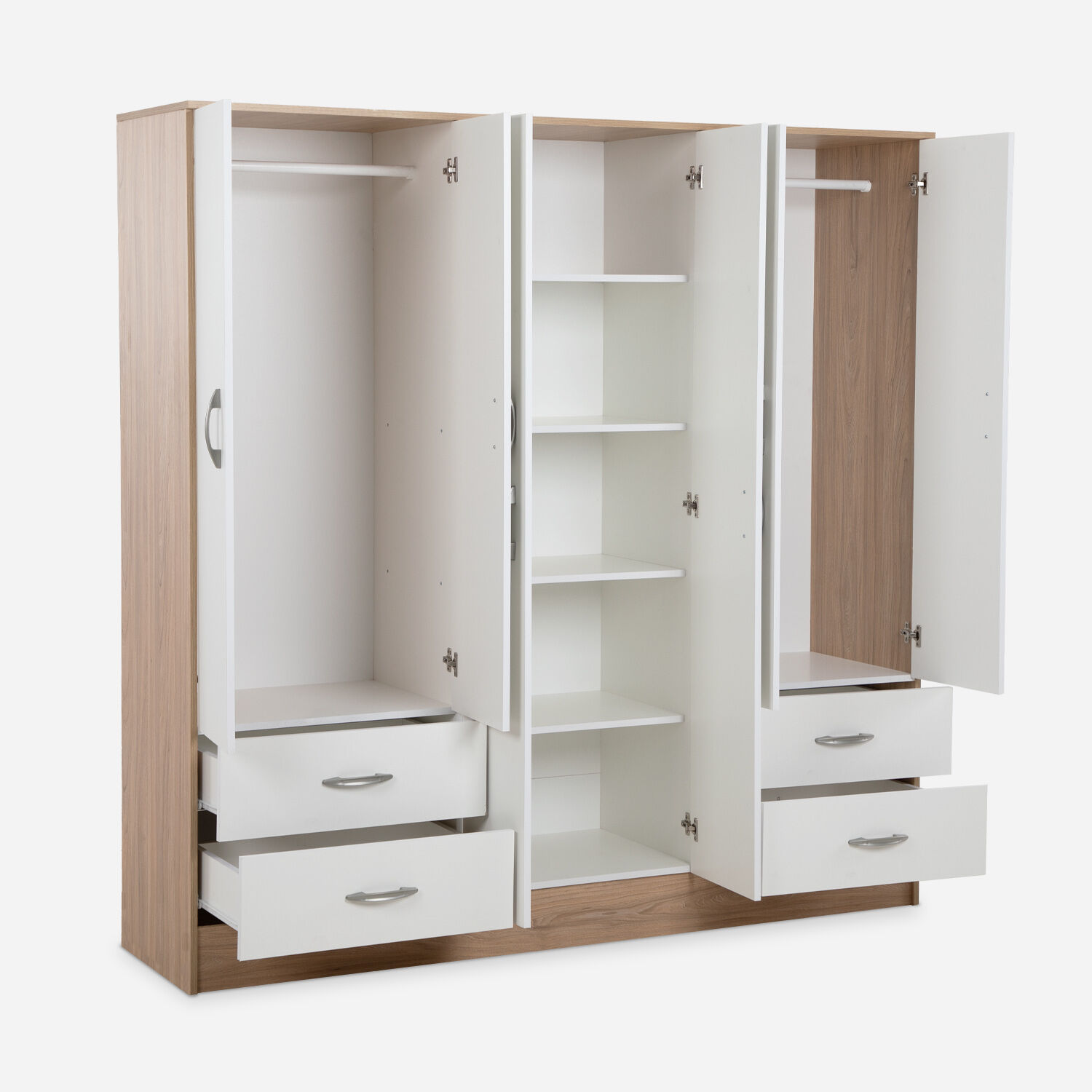 Cl&oacute;set Maipo 6 Puertas 4 Cajones Olmo Blanco