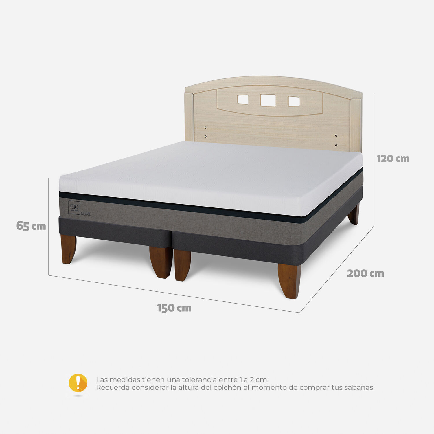 Cama Europea 2 Plazas Balance Base Dividida + Respaldo Gales Alpino